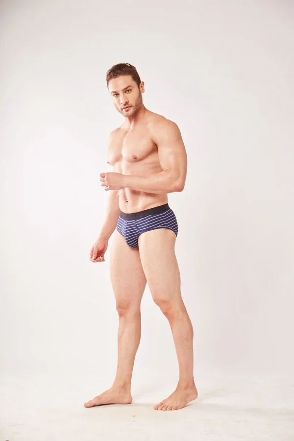 Men's Cotton Lycra Yarn Dyed Brief